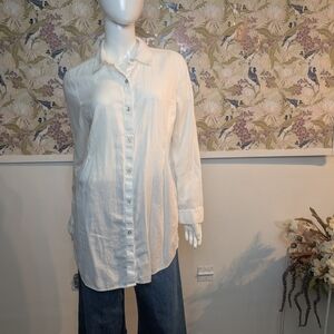 J Jill White Button-Up 100% Cotton Shirt